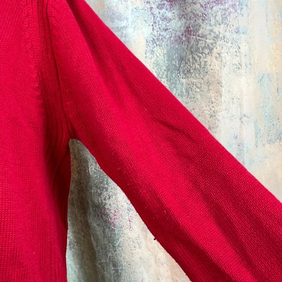 VTG📌Casual W.E.A.R Cotton Blend 2-Way Zipper Fire Red Cardigan with Collar - Picture 6 of 16